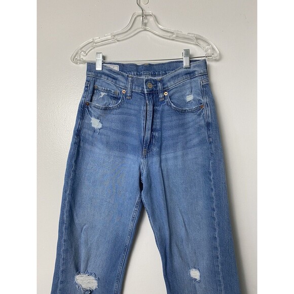 GAP Loose Fit High Rise Jeans Women's Size 26 2P Blue Distressed - Picture 10 of 15